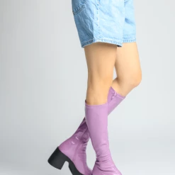 AKAADA Izumi Violet Patent Stretch Leather Chunky Boots NEW IN