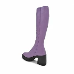 AKAADA Izumi Violet Patent Stretch Leather Chunky Boots NEW IN