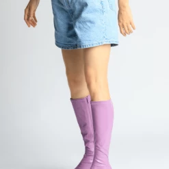 AKAADA Izumi Violet Patent Stretch Leather Chunky Boots NEW IN