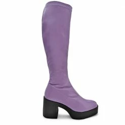 AKAADA Izumi Violet Patent Stretch Leather Chunky Boots NEW IN