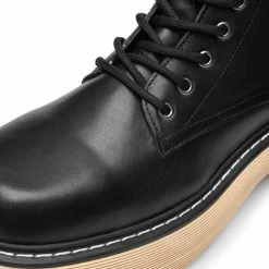 LÄST SHOES Jane Black Leather Combat Boots