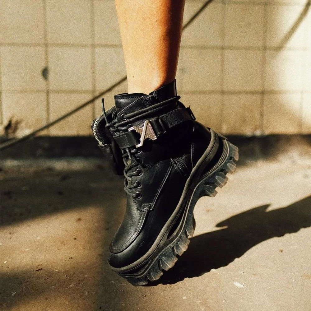 BRONX SHOES Jaxstar Hiking Mid Cut Black Sneakers 13 BRONX SHOES Jaxstar Hiking Mid Cut Black Sneakers