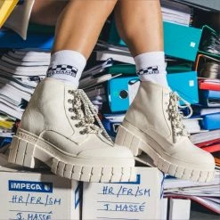 NO NAME SHOES Kross Canvas Ivory Low Boots