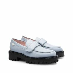 LÄST Lady Dusty Blue Leather Loafers