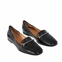 POMME D'OR SHOES Lena Black Leather Loafers