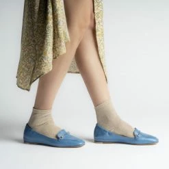 POMME D'OR Lena Light Blue Leather Loafers SHOES