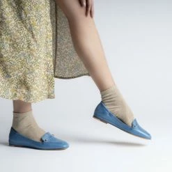 POMME D'OR Lena Light Blue Leather Loafers SHOES