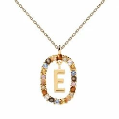 P D PAOLA Letter E Circle Necklace