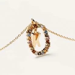 P D PAOLA Letter K Circle Necklace ACCESSORIES
