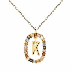P D PAOLA Letter K Circle Necklace ACCESSORIES