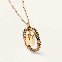 P D PAOLA ACCESSORIES Letter M Circle Necklace