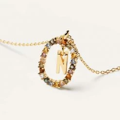 P D PAOLA Letter N Circle Necklace ACCESSORIES