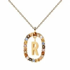 P D PAOLA ACCESSORIES Letter R Circle Necklace