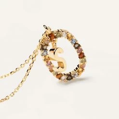 P D PAOLA ACCESSORIES Letter S Circle Necklace