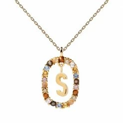 P D PAOLA ACCESSORIES Letter S Circle Necklace