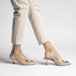 CHANTAL SHOES Lino Gold Sling Back Pumps