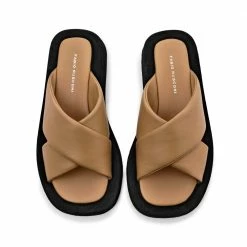 FABIO RUSCONI NEW IN Luna Beige Leather Flat Sandals