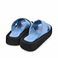 FABIO RUSCONI NEW IN Luna Sky Blue Leather Flat Sandals