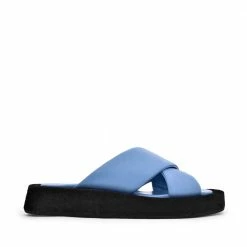 FABIO RUSCONI NEW IN Luna Sky Blue Leather Flat Sandals