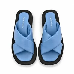 FABIO RUSCONI NEW IN Luna Sky Blue Leather Flat Sandals