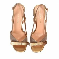 CHANTAL Luxor Bow Glitter Sandals In Gold SHOES