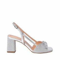 CHANTAL SHOES Luxor Bow Glitter Sandals In Silver