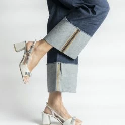 CHANTAL SHOES Luxor Bow Glitter Sandals In Silver