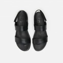 FLATTERED Lynn Black Leather Sandals SHOES