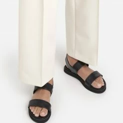 FLATTERED Lynn Black Leather Sandals SHOES