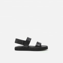 FLATTERED Lynn Black Leather Sandals SHOES