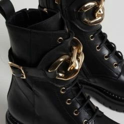 BUKELA Maddy Black Combat Boots SHOES