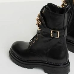 BUKELA Maddy Black Combat Boots SHOES