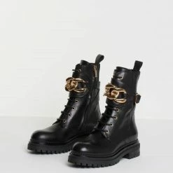 BUKELA Maddy Black Combat Boots SHOES