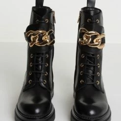 BUKELA Maddy Black Combat Boots SHOES