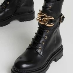 BUKELA Maddy Black Combat Boots SHOES