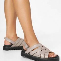 LÄST Maggie Taupe Leather Chunky Sandals NEW IN