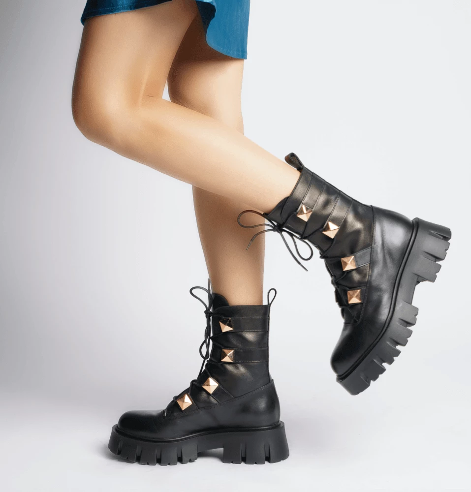 AKAADA SHOES Mako Pyramid Studs Combat Boots 2 AKAADA SHOES Mako Pyramid Studs Combat Boots