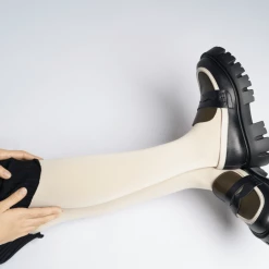 AKAADA NEW IN Mikki Black Khaki Leather Chunky Loafers