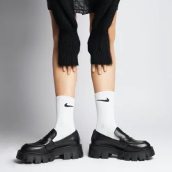 AKAADA Mikki Black Leather Chunky Loafers