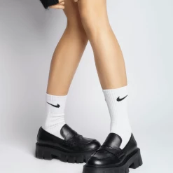 AKAADA Mikki Black Leather Chunky Loafers