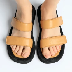 FABIO RUSCONI Mila Beige Leather Straps Sandals SHOES