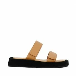 FABIO RUSCONI Mila Beige Leather Straps Sandals SHOES