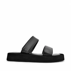 FABIO RUSCONI Mila Black Leather Straps Sandals