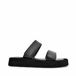 FABIO RUSCONI Mila Black Leather Straps Sandals
