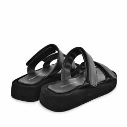 FABIO RUSCONI Mila Black Leather Straps Sandals