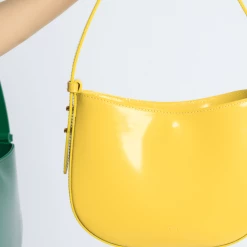 AKAADA Mio Yellow Semi Patent Leather Shoulder Bag