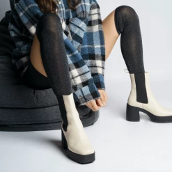 AKAADA Momo Off White Leather Chelsea Boots SHOES