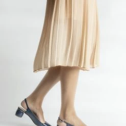 FABIO RUSCONI Naplak Leather Slingback Shoes In Navy