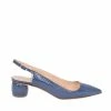 FABIO RUSCONI Naplak Leather Slingback Shoes In Navy