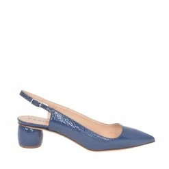 FABIO RUSCONI Naplak Leather Slingback Shoes In Navy